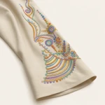 Beige flared sleeve with matching decorative embroidery