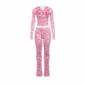 Women’s Printed Zip Hoodie and Flared Pants Set