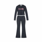 Dark gray printed hoodie and matching flared pants
