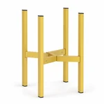 One gold metal plant stand showing its open support arms