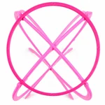 Nahaufnahme des oberen Rings und der gekreuzten Stützteile des rosa Ständers