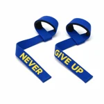 Royal-blue lifting strap pair angled to show wrist loops and long tails
