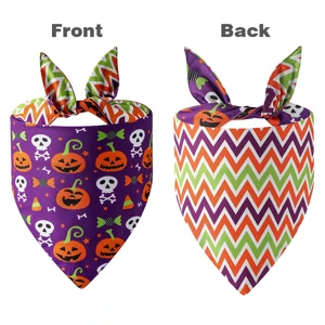 Opción morada original: calabazas y calaveras, reverso zigzag