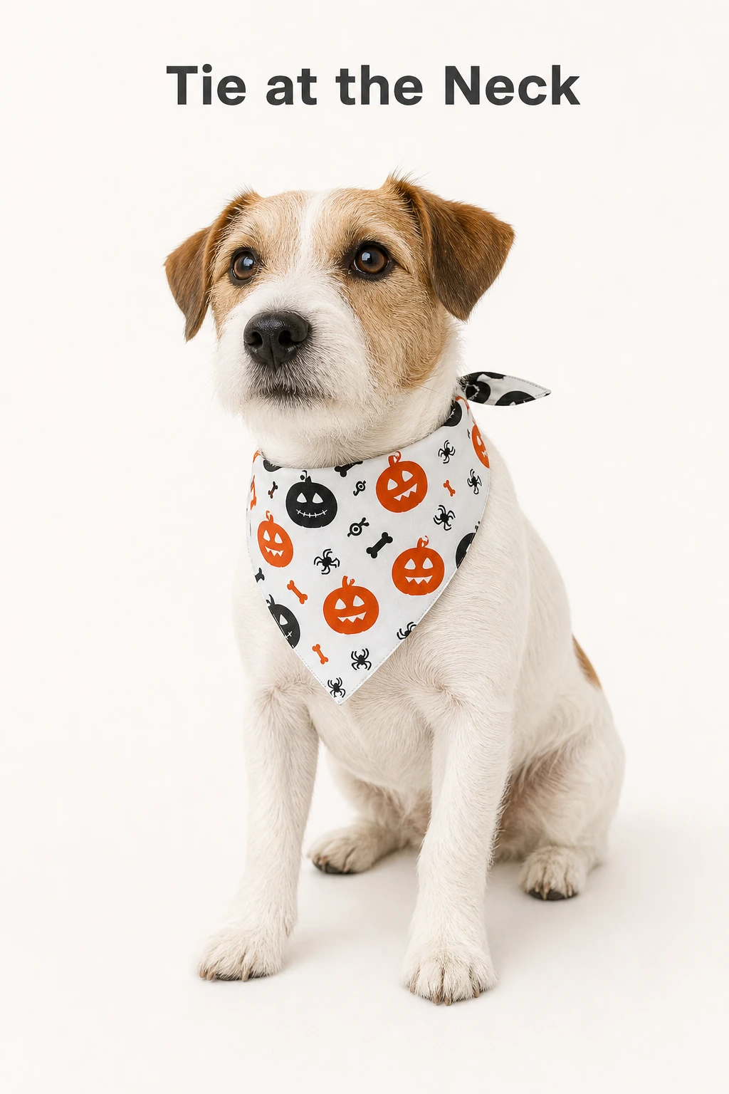 Perro con pañuelo blanco de calabazas