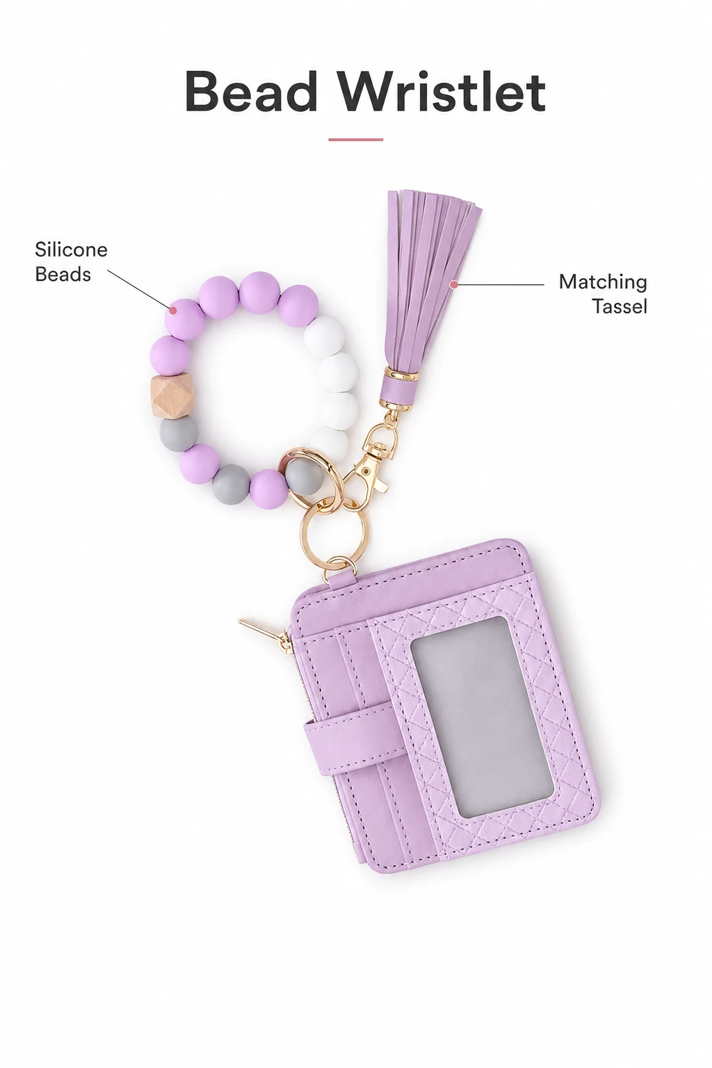 Lavender set with callouts for silicone beads and matching tassel