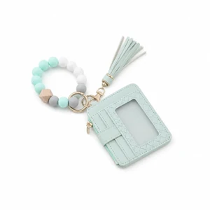 Silicone Bead Wristlet Card Holder with Tassel – 8 Colors