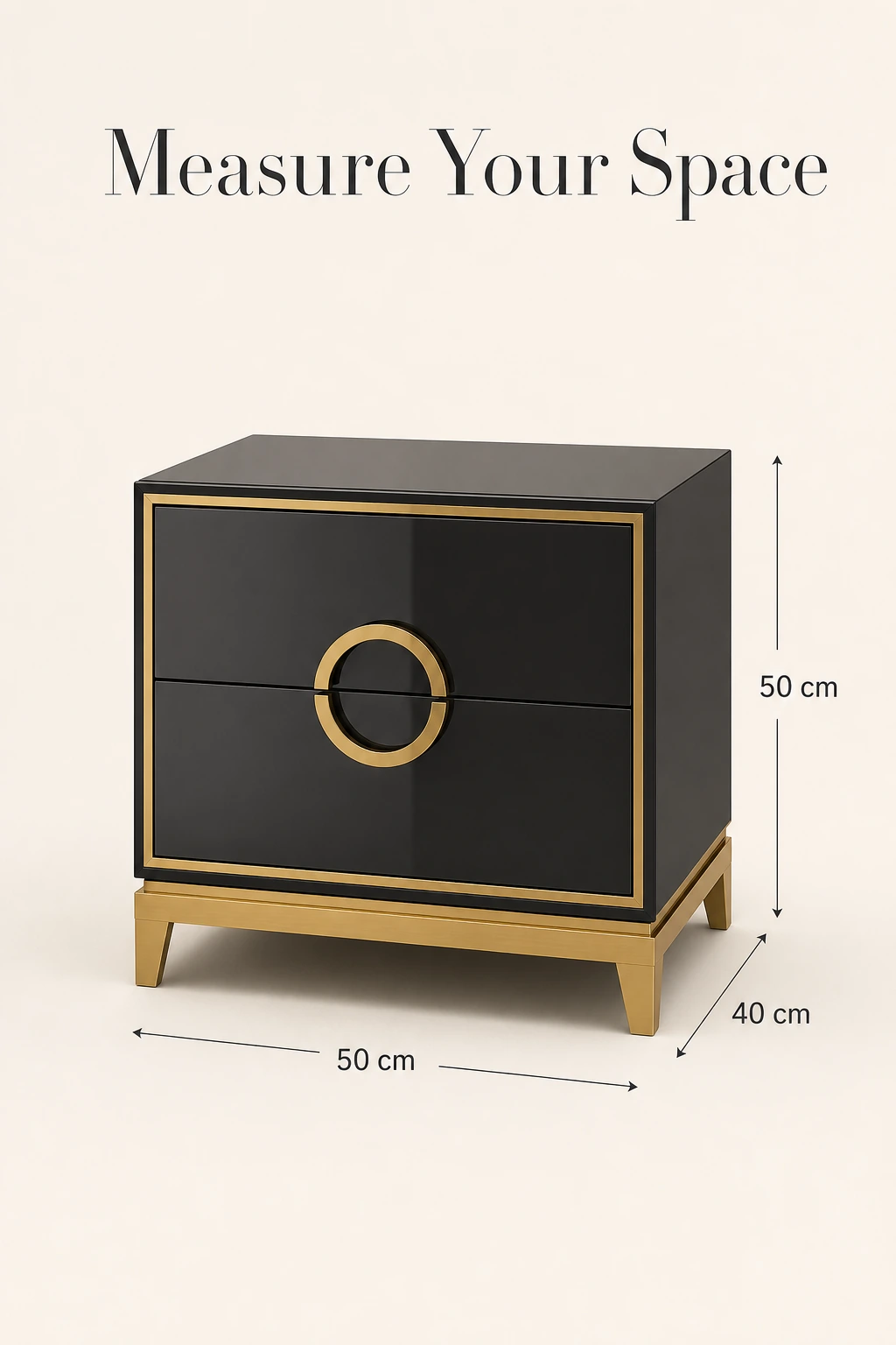 Diagrama de 50 cm de ancho, 40 cm de fondo y 50 cm de alto