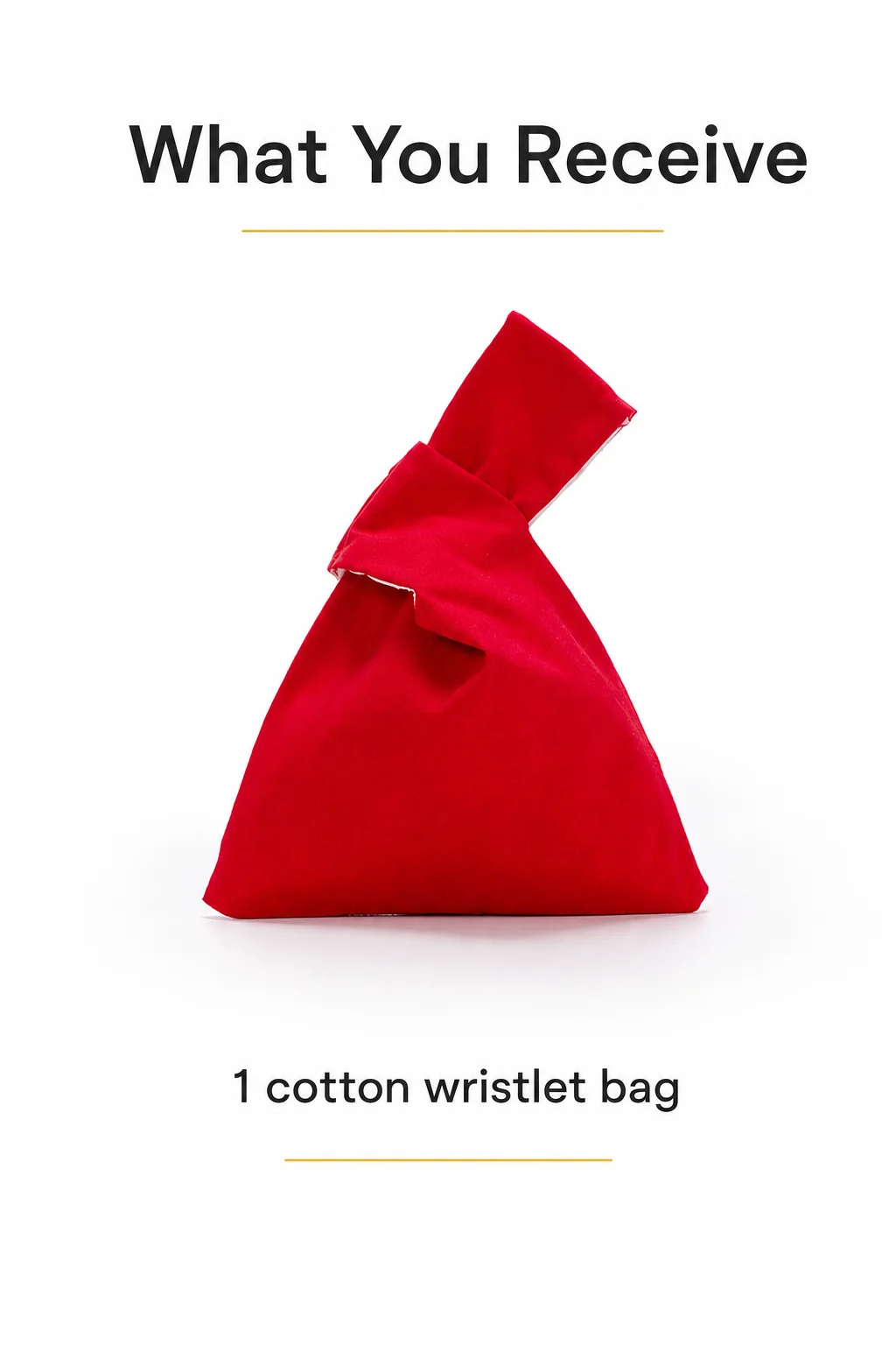 One red cotton knot wristlet bag shown as the item received
