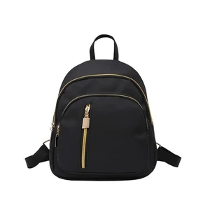 Black Nylon Mini Backpack with Zipper Pockets