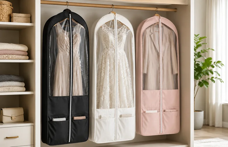Large Garment Cover Bag Guide for Wedding Dresses, Long Coats and Closet Storage