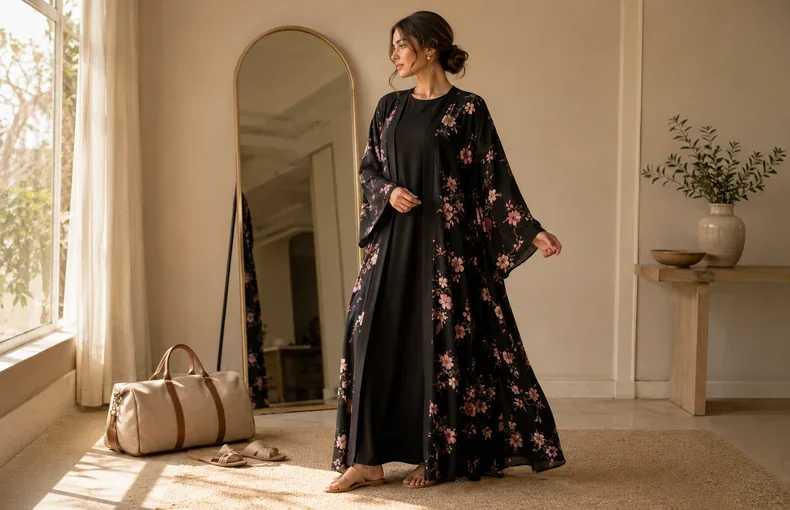 Open Kimono Abaya Dress Guide for Modest Layering, Travel Evenings and Gatherings