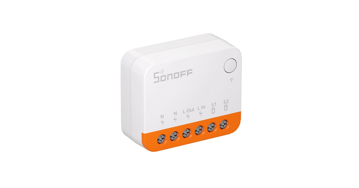 Original front three-quarter product image of a SONOFF MINIR4 module
