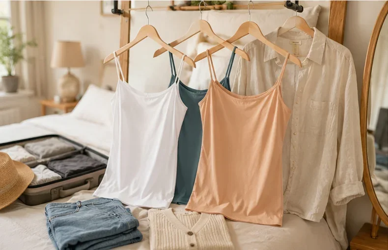 Women's Stretch Spaghetti Strap Tank Top Guide for Layering, Travel and Everyday Outfits
