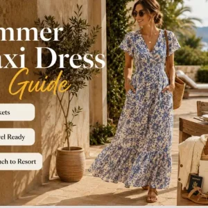Guía de vestido maxi de verano con bolsillos para viaje, brunch y resort