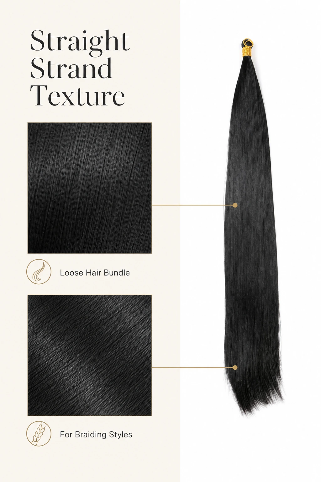 Texture lisse avec repères de mèches libres à tresser