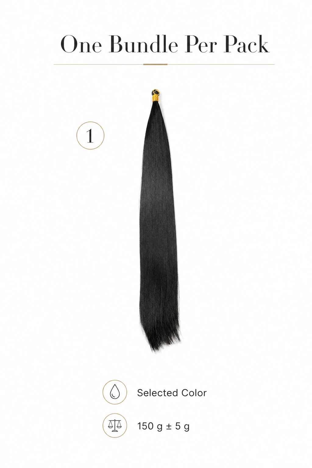 Un faisceau noir avec indication du paquet et des 150 g