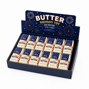 Squishies de mantequilla con bandera de EE. UU. – Caja de 12