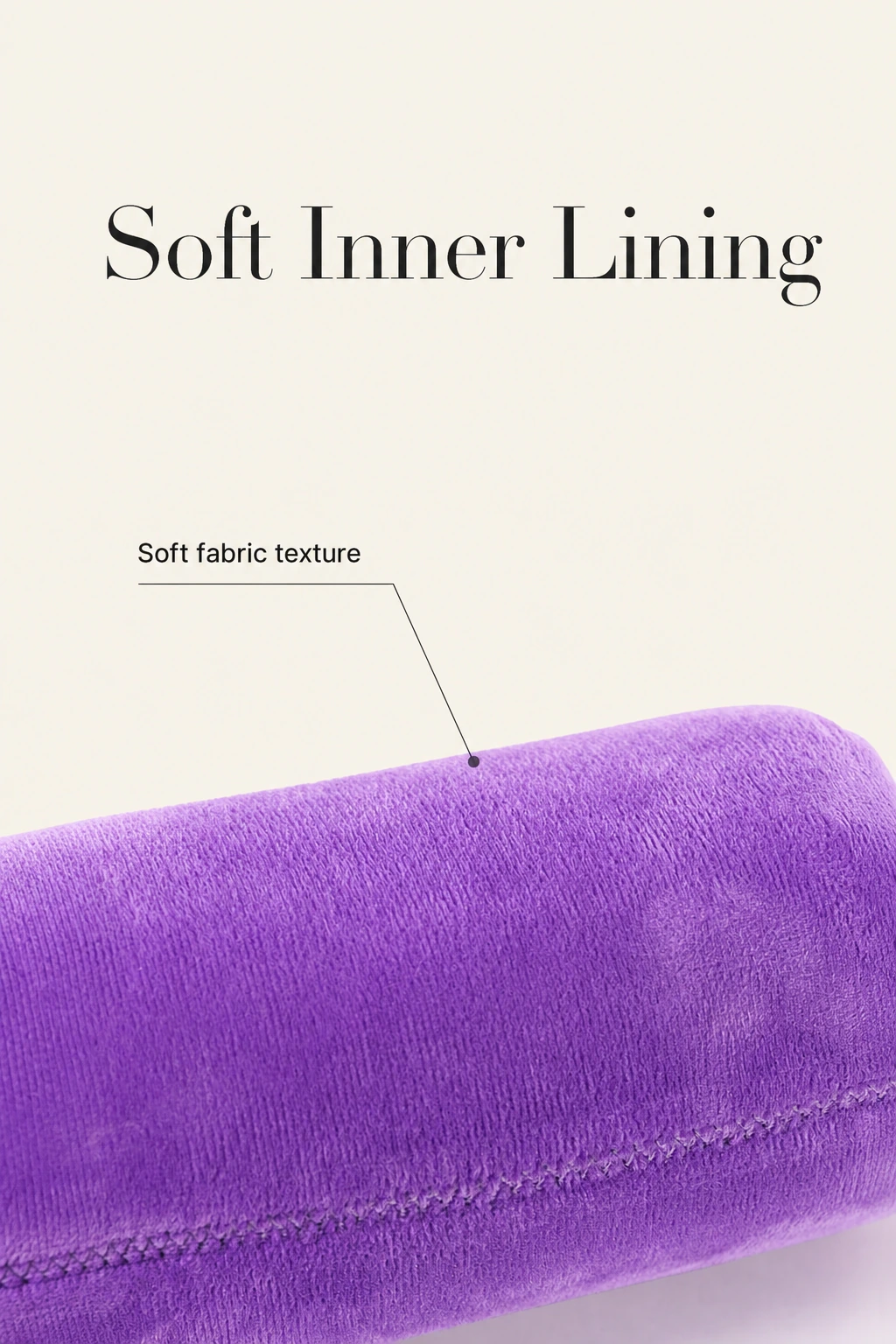 Close view of the soft inner lining of a purple-collar lens pouch