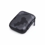 Kompaktes grau-schwarzes Tarnmuster-Etui für Kabel mit abgerundeten Ecken und umlaufendem Reißverschluss