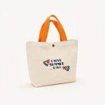 Orange-handled tote with watermelon summer print