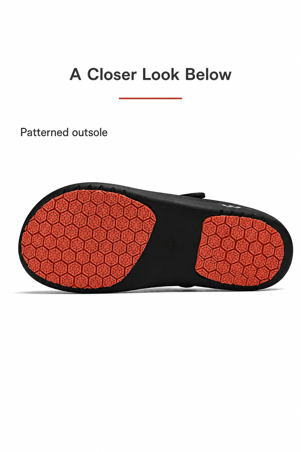 Semelle noire avec zones rouges à motifs