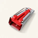 Close-up of the red bias tape maker's wide opening