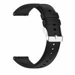 Black curved silicone strap with silver-tone pin buckle and two keepers