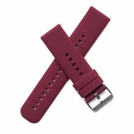Two wine-red strap sections crossed in a flat view with silver-tone buckle