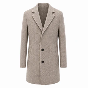 Men’s Single-Breasted Herringbone Coat