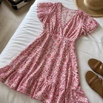 Women's Ruffled Floral Mini Dress for Summer Beach Vacation