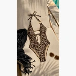 Maio halter estampado leopardo para praia