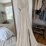 Women's V-Neck Cutout Slit Maxi Dress for Summer Parties