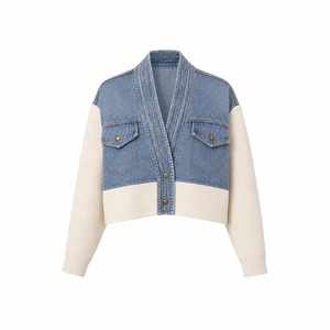 Women’s Denim Patchwork Cardigan Jacket – Three Colors