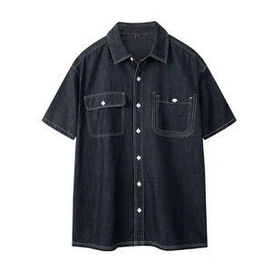 Black denim shirt in the original color-option photo
