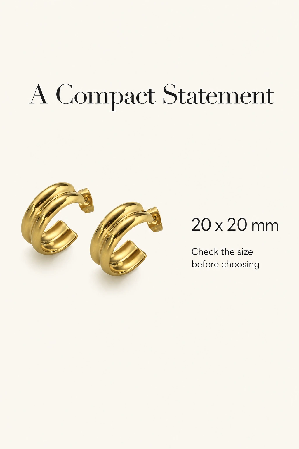 Petite créole avec dimensions indiquées de 20 x 20 mm