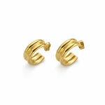 Paire de boucles d'oreilles créoles ouvertes couleur or avec deux reliefs arrondis et de petites tiges arrière