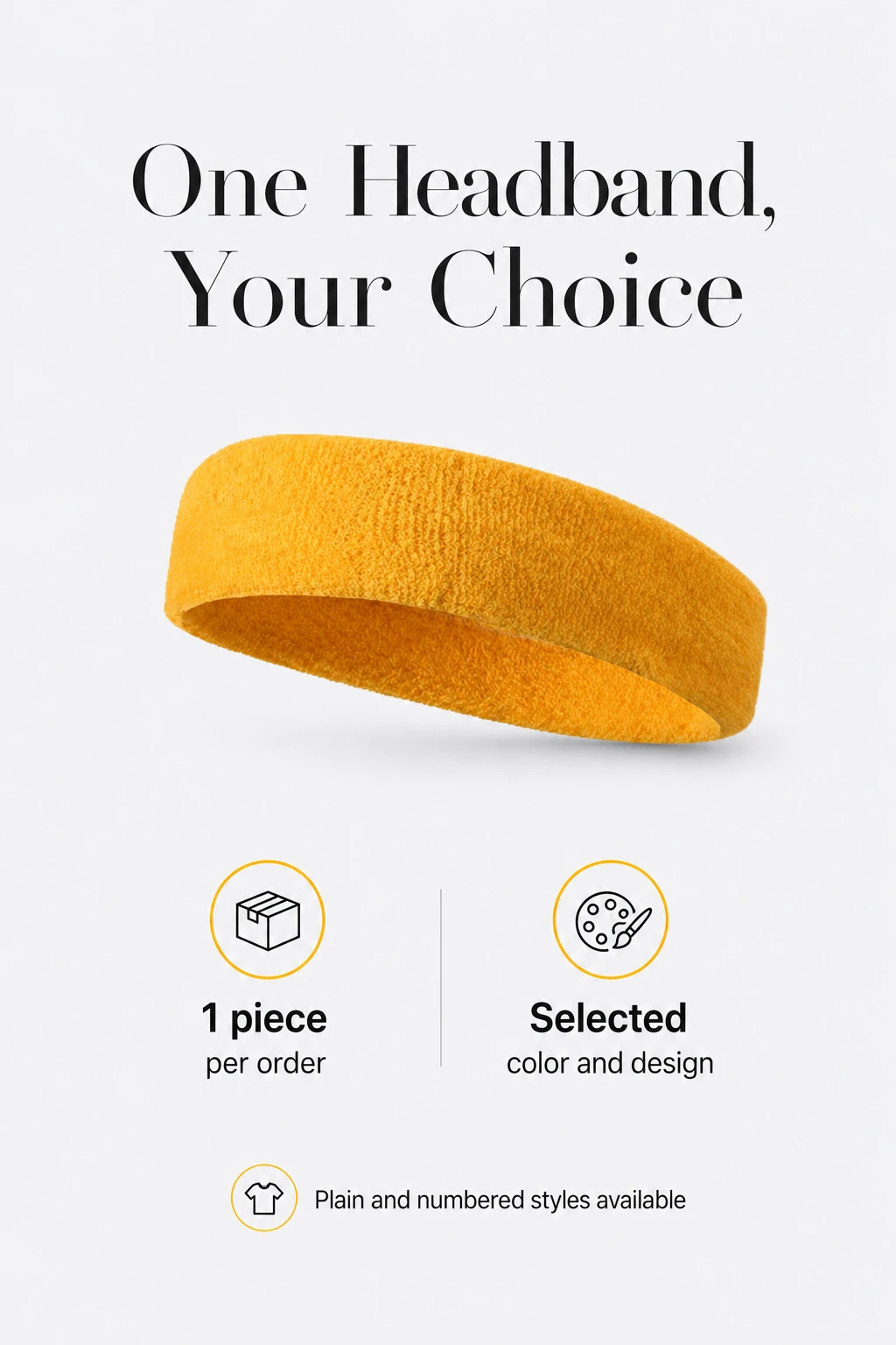 One yellow headband with one-piece and selected-style labels