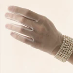 Detail of the fingers and seam finish on a sheer white glove