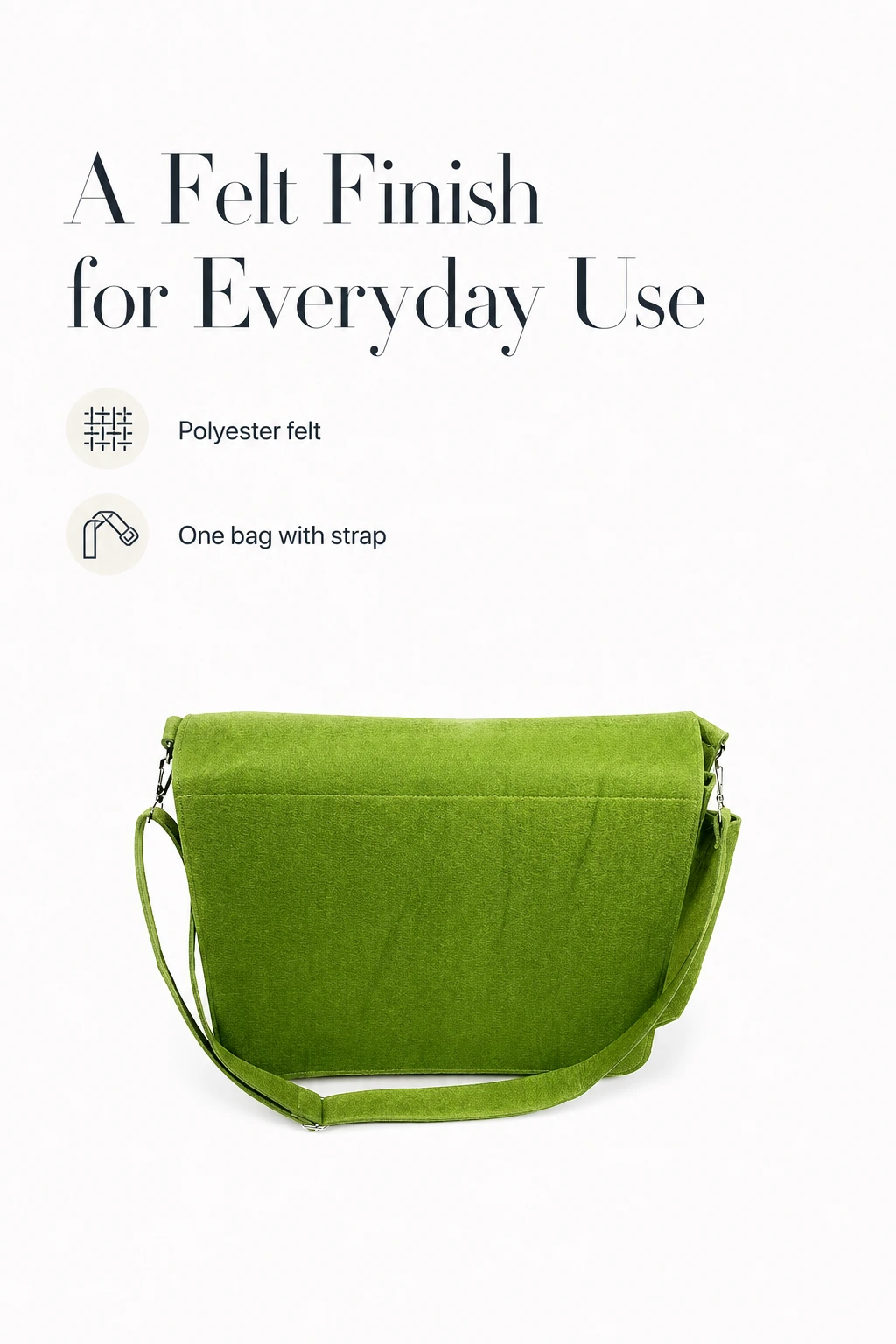 Sac en feutre de polyester avec une bandoulière assortie