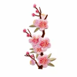 Pink plum blossom branch embroidered patch, design 1
