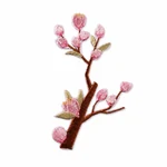 Pink plum blossom branch embroidered patch, design 3