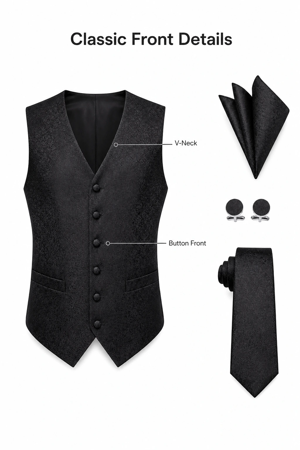 Cuello en V y seis botones con indicaciones