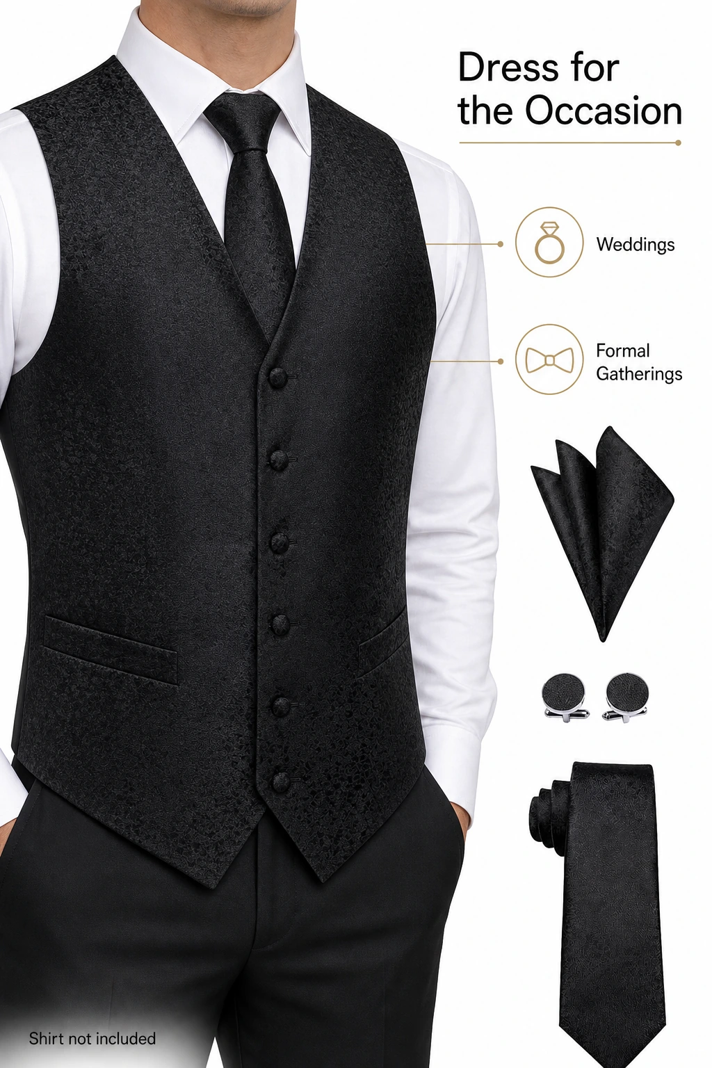 Chaleco y corbata para vestir formal; camisa no incluida
