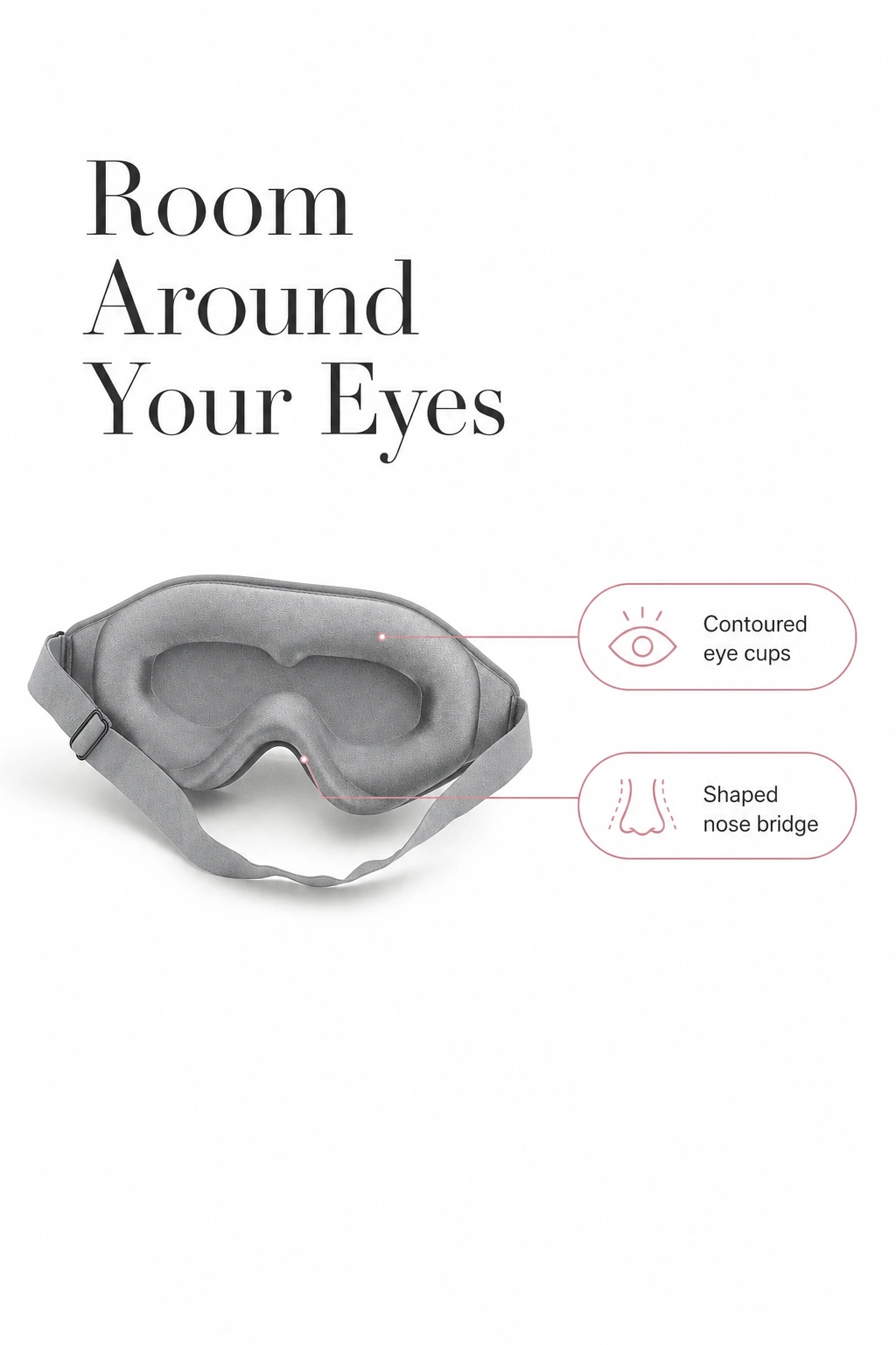 Infographie du masque gris avec cavités oculaires et pont nasal profilé
