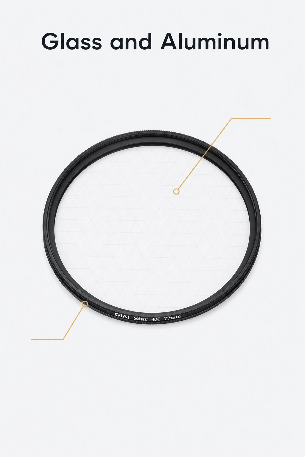 Optical-glass grid and aluminum frame of GiAi filter