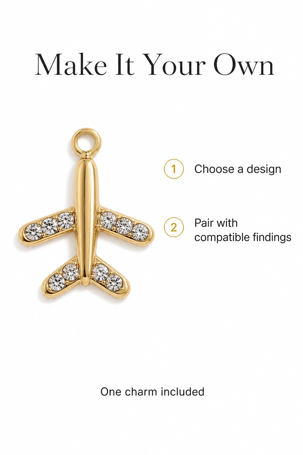 Breloque avion avec œillet pour création de bijoux