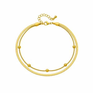 Gold Double-Layer Stainless Steel Anklet - 20 + 5 cm