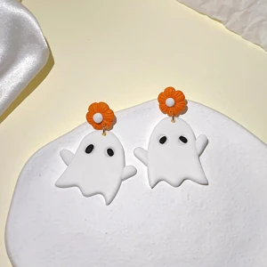 White ghost pair beneath orange flower studs on original option photo