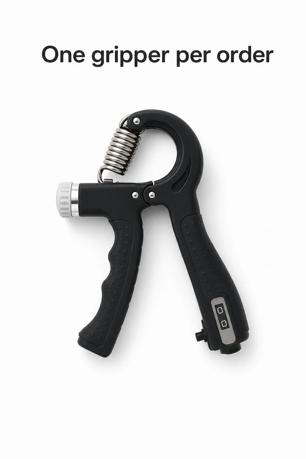 One black hand gripper viewed from above