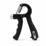 Black hand gripper with coil spring and counter on a white background